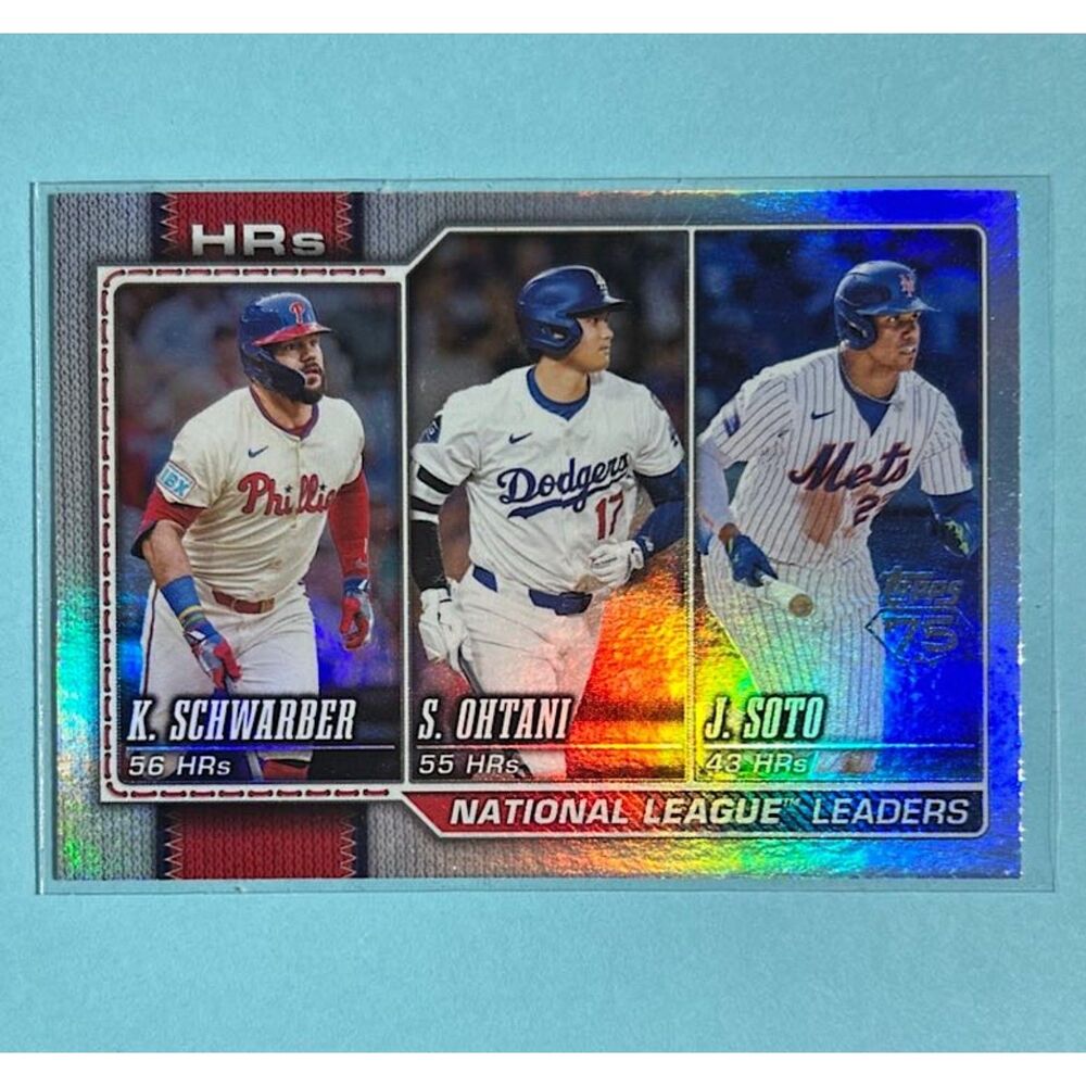 2026 Topps Ser1 Rainbow Foil parallel NL HR Leaders Schwarber, Ohtani+Sosa #84 - Picture 1 of 2